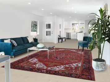 Red Geometric Heriz Persian Area Rug 8x11