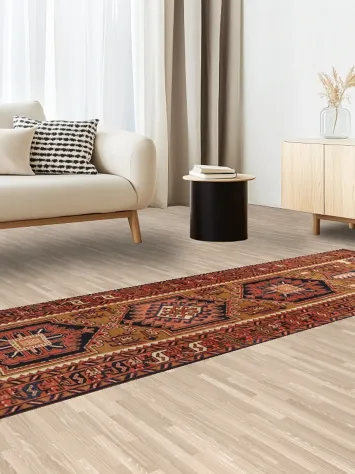 Geometric Hamedan Persian Runner Rug 3x11