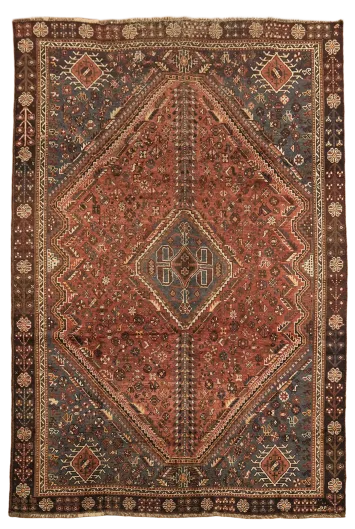 Antique Vegetable Dye Qashqai Persian Area Rug 7x10
