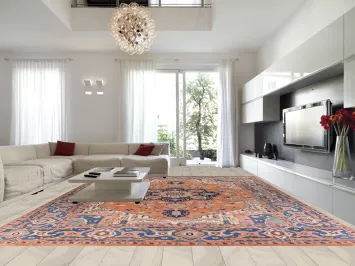 Vegetable Dye Heriz Serapi Persian Large Rug 15x19