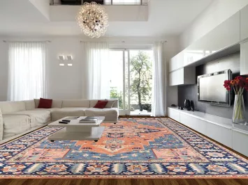 Vegetable Dye Heriz Serapi Persian Large Rug 17x26