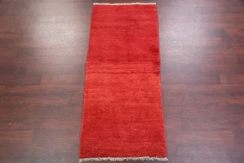 Solid Red 3x6 Gabbeh Shiraz Persian Rug Runner