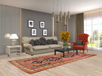 Geometric Wool Hamedan Persian Runner Rug 4x10