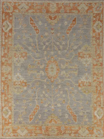 Handmade Blue Oushak Turkish Area Rug 8x10