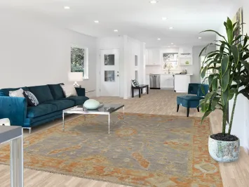 Handmade Blue Oushak Turkish Area Rug 8x10