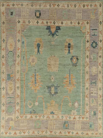 Handmade Green Oushak Turkish Area Rug 8x10