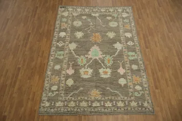 All-Over Brown Oushak Turkish Area Rug 7x10