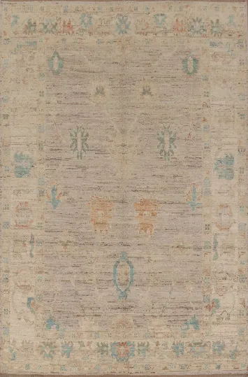 Earth Tone Wool Oushak Turkish Area Rug 7x10
