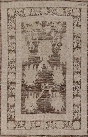 Vegetable Dye Brown Oushak Turkish Area Rug 7x10