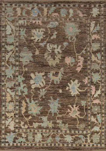 Vegetable Dye Brown Oushak Turkish Area Rug 8x11