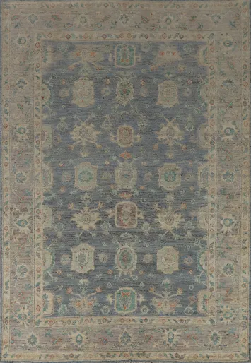 Handmade Blue Oushak Turkish Area Rug 8x11