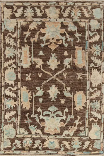 All-Over Brown Oushak Turkish Area Rug 7x10