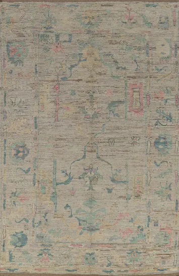 Earth Tone Wool Oushak Vegetable Dye Area Rug 7x10