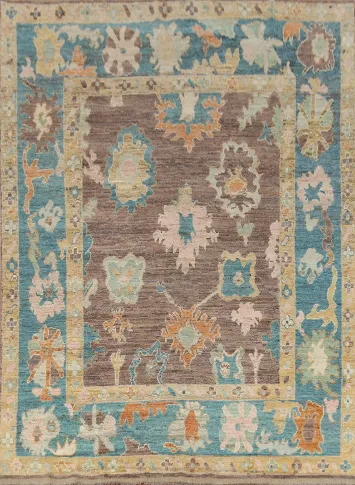 Vegetable Dye Brown Oushak Turkish Area Rug 8x10