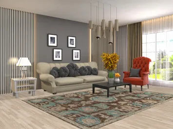 Vegetable Dye Brown Oushak Turkish Area Rug 6x9