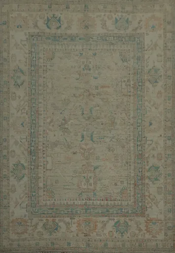 Oushak Vegetable Dye Area Rug 9x12 Tradition and Modern Mixed