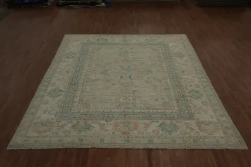 Oushak Vegetable Dye Area Rug 9x12 Tradition and Modern Mixed