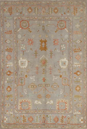 All-Over Gray Oushak Vegetable Dye Area Rug 6x8