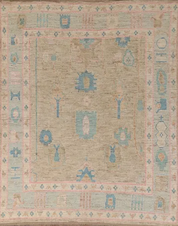 Earth Tone Wool Oushak Vegetable Dye Area Rug 8x10