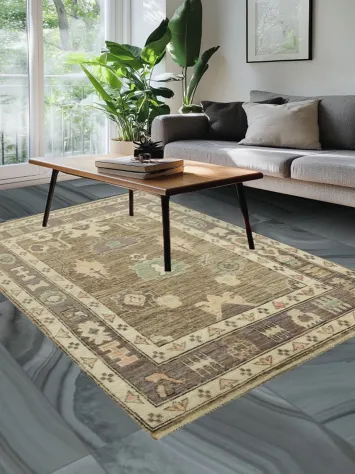 Uşak Oushak Vegetable Dye Turkish Area Rug 5x8