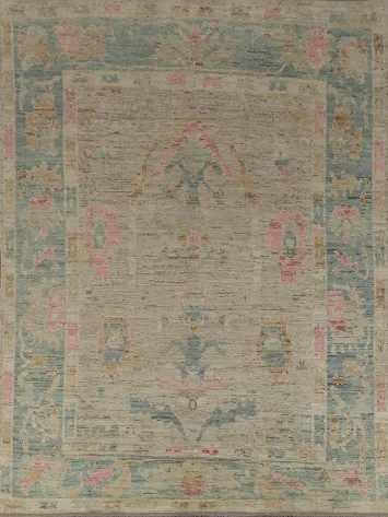 Earth Tone Wool Oushak Vegetable Dye Area Rug 8x10