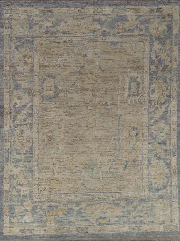 Earth Tone Wool Oushak Vegetable Dye Area Rug 8x10