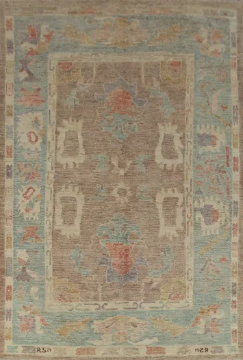 Handmade Brown Oushak Vegetable Dye Area Rug 7x10