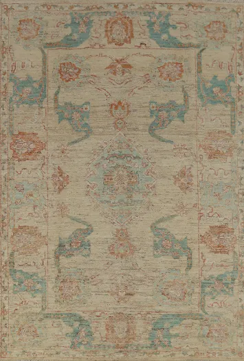 Earth Tone Wool Oushak Vegetable Dye Area Rug 7x10