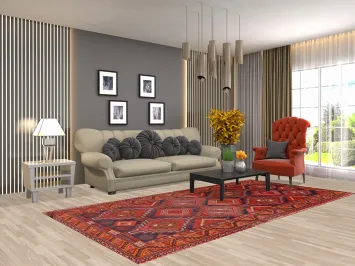 Vintage Geometric Qashqai Persian Area Rug 5x10