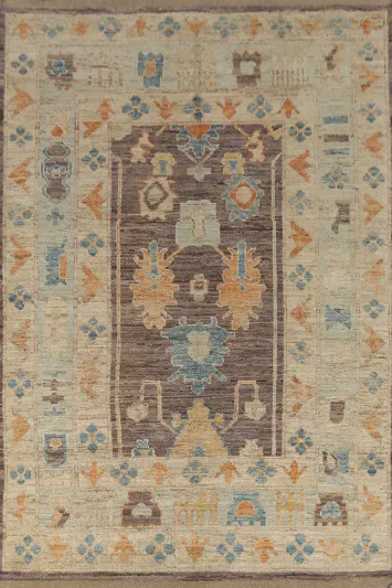 Vegetable Dye Brown Oushak Turkish Area Rug 7x10