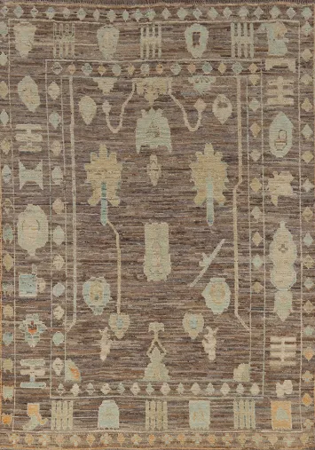 All-Over Brown Oushak Vegetable Dye Area Rug 6x8