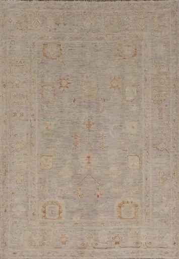 Earth Tone Wool Oushak Turkish Rug 5x7