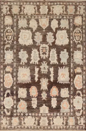 Vegetable Dye Brown Oushak Turkish Area Rug 7x10