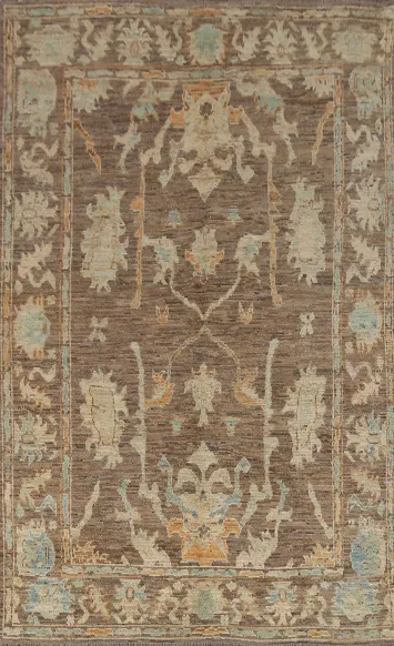 All-Over Wool Floral Oushak Vegetable Dye Area Rug 6x10