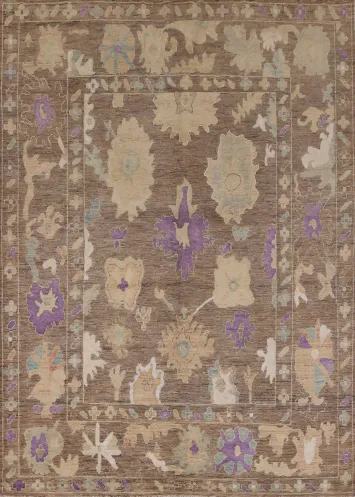 All-Over Brown Oushak Vegetable Dye Area Rug 8x10