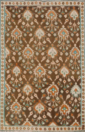 Handmade Brown Wool Tabriz Persian Rug 3x5