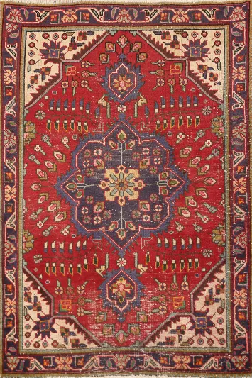 Handmade Red Wool Tabriz Persian Rug 3x5