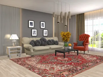 Geometric Wool Heriz Persian Area Rug 7x10