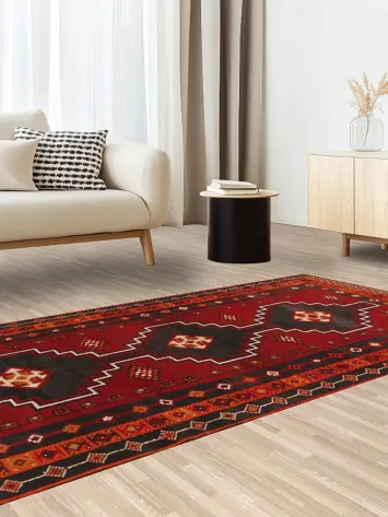 Red Geometric Shiraz Persian Rug 4x8