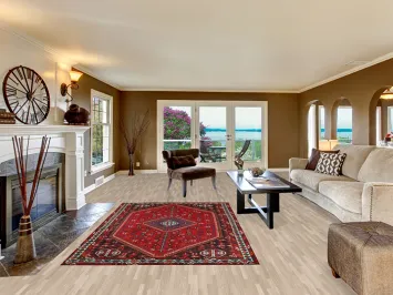 Red Geometric Qashqai Persian Area Rug 5x9