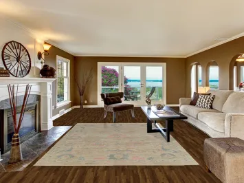 Earth Tone Wool Oushak Vegetable Dye Area Rug 7x10