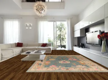 Vegetable Dye Blue Oushak Turkish Large Rug 10x14