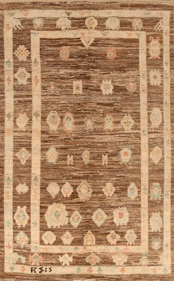 Vegetable Dye Brown Oushak Turkish Area Rug 6x10