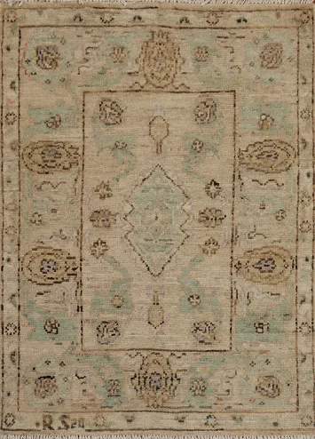 Vegetable Dye Oushak Turkish Rug 3x4