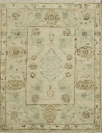 Vegetable Dye Oushak Turkish Rug 3x4