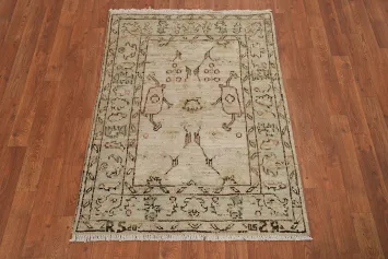 Earth Tone Wool Oushak Vegetable Dye Rug 3x4