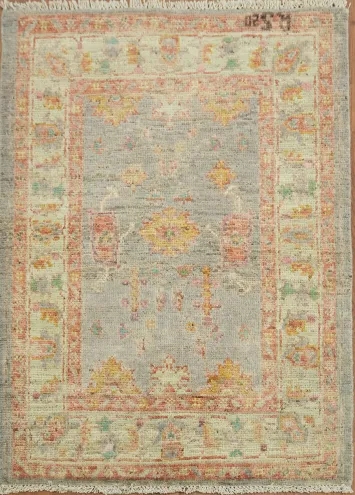 Vegetable Dye Oushak Turkish Foyer Rug 3x4