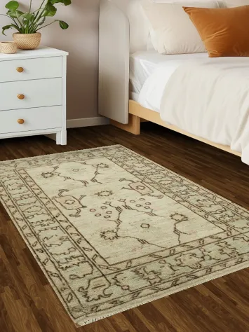 Earth Tone Wool Oushak Vegetable Dye Rug 3x5