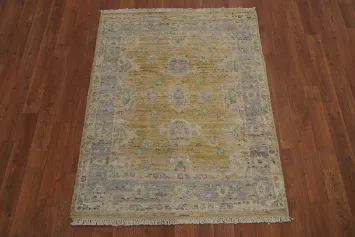 Vegetable Dye Wool Oushak Turkish Rug 3x4
