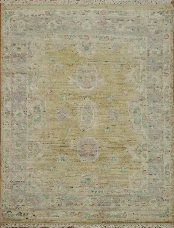 Vegetable Dye Wool Oushak Turkish Rug 3x4
